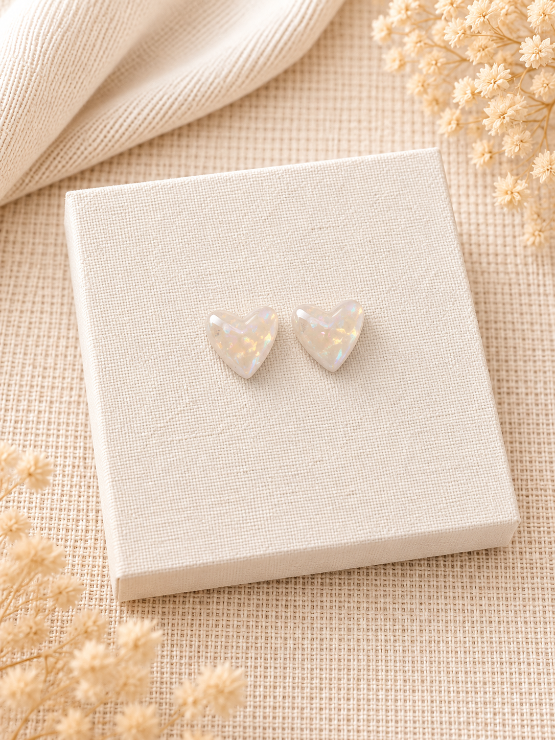 Stone | Brincos e Colar  Coração Opal